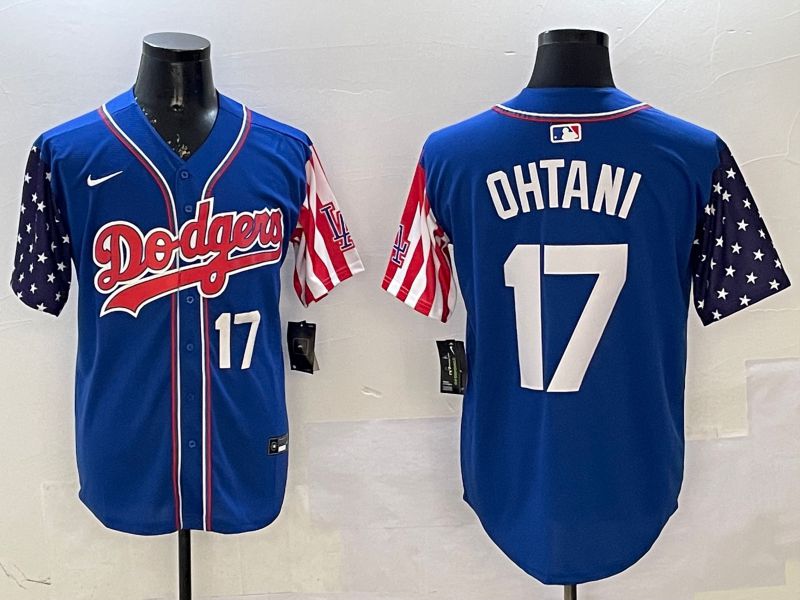 Men Los Angeles Dodgers 17 Ohtani Blue a generation of national flags Joint name 2025 Nike MLB Jersey style 10